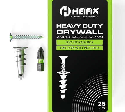 HEIFIX heavy-duty drywall anchors and screws set with packaging - Heifix
