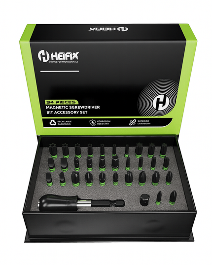 34 Piece Professional Magnetic Screwdriver Bit Set (Eco Storage Box) – Heifix
