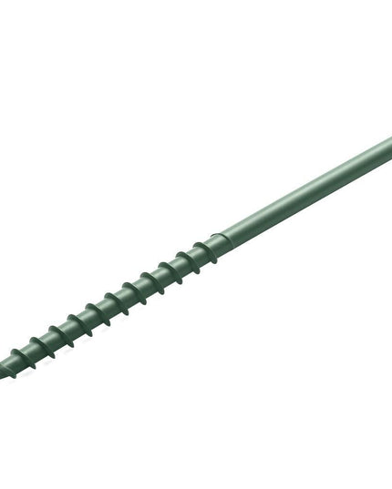 Green screw on a white background