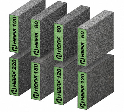 Set of sanding blocks with varying grit numbers