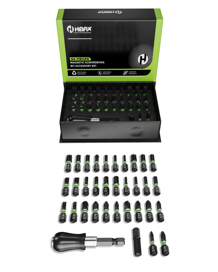 34 Piece Professional Magnetic Screwdriver Bit Set (Eco Storage Box) – Heifix