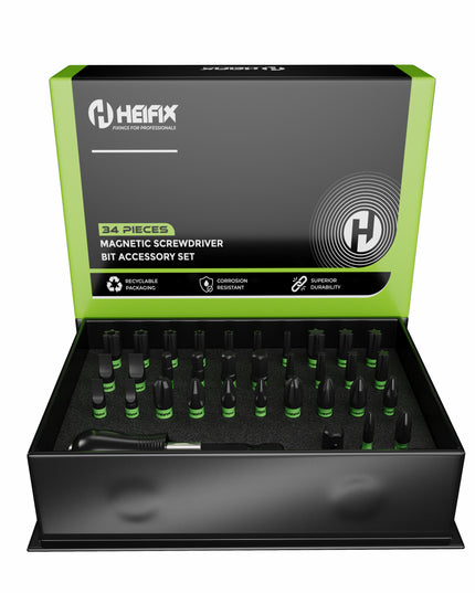 34 Piece Professional Magnetic Screwdriver Bit Set (Eco Storage Box) – Heifix