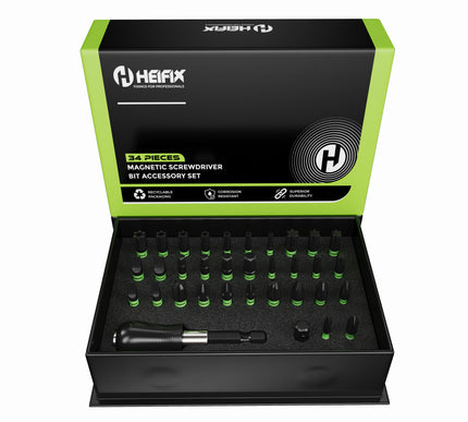 34 Piece Professional Magnetic Screwdriver Bit Set (Eco Storage Box) – Heifix