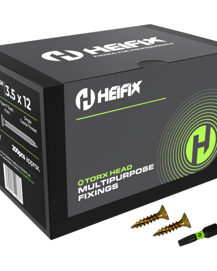 Multipurpose Wood Screws (TORX, Double Countersunk)‚ Free Screw Bit Included‚ Heifix