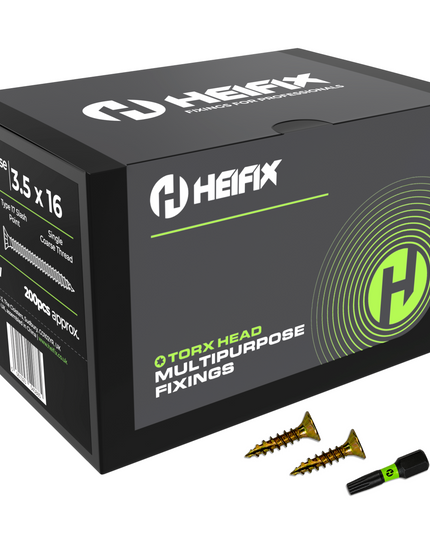 Multipurpose Wood Screws (TORX, Double Countersunk)‚ Free Screw Bit Included‚ Heifix