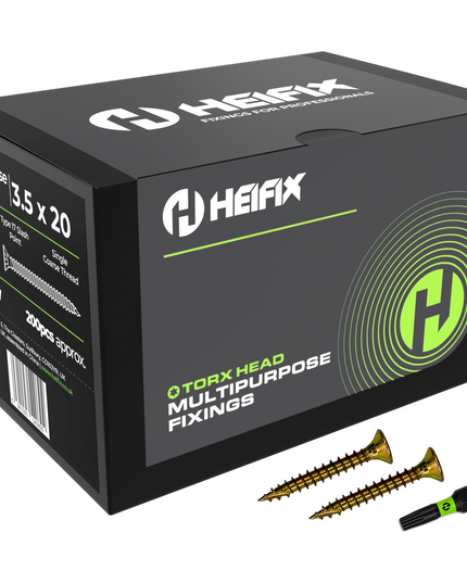 Multipurpose Wood Screws (TORX, Double Countersunk)‚ Free Screw Bit Included‚ Heifix