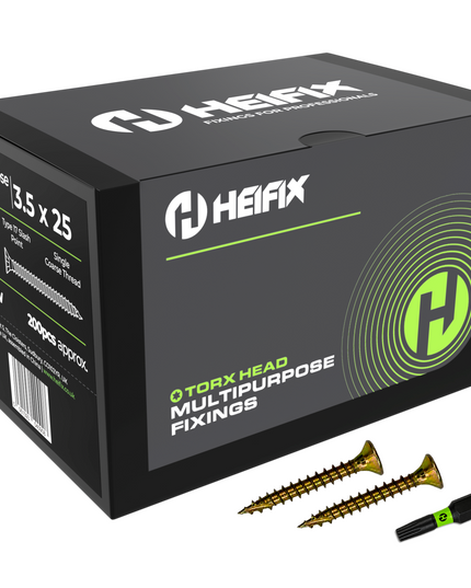 Multipurpose Wood Screws (TORX, Double Countersunk)‚ Free Screw Bit Included‚ Heifix