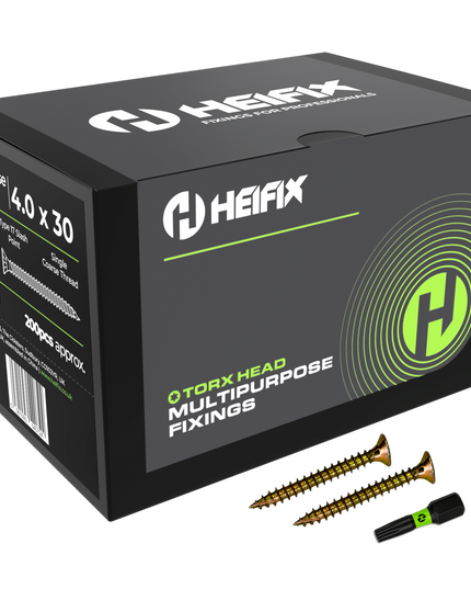 Multipurpose Wood Screws (TORX, Double Countersunk)‚ Free Screw Bit Included‚ Heifix