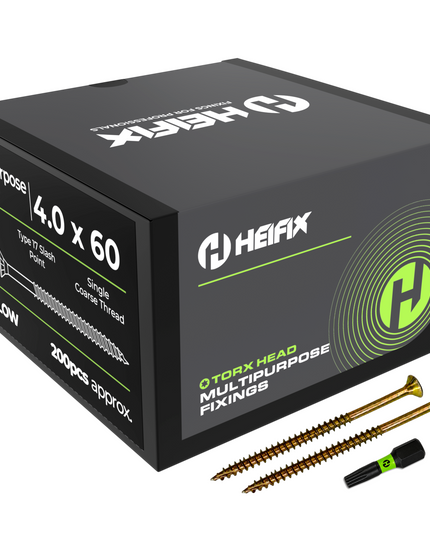 Multipurpose Wood Screws (TORX, Double Countersunk)‚ Free Screw Bit Included‚ Heifix