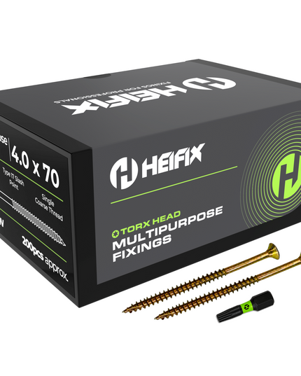Multipurpose Wood Screws (TORX, Double Countersunk)‚ Free Screw Bit Included‚ Heifix