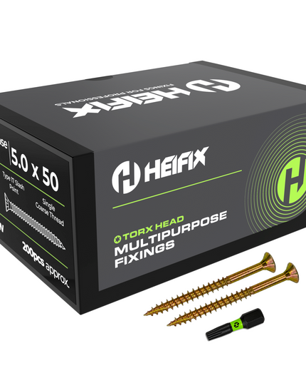 Multipurpose Wood Screws (TORX, Double Countersunk)‚ Free Screw Bit Included‚ Heifix