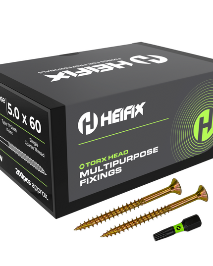Multipurpose Wood Screws (TORX, Double Countersunk)‚ Free Screw Bit Included‚ Heifix