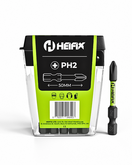 PH2 Impact Screwdriver Bit Set 50mm (Magnetic) – 12 Pack – Heifix