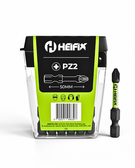 PZ2 Impact Screwdriver Bit Set 50mm (Magnetic) – 12 Pack – Heifix