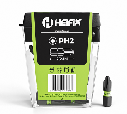 PH2 Impact Screwdriver Bit Set 25mm (Magnetic) – 25 Pack – Heifix