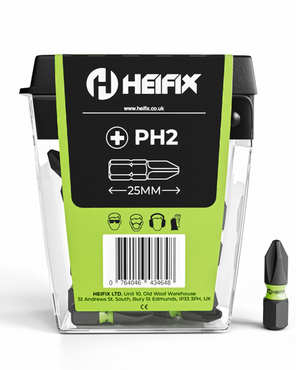 PH2 Impact Screwdriver Bit Set 25mm (Magnetic) – 25 Pack – Heifix