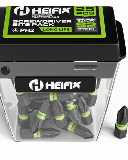 PH2 Impact Screwdriver Bit Set 25mm (Magnetic) – 25 Pack – Heifix